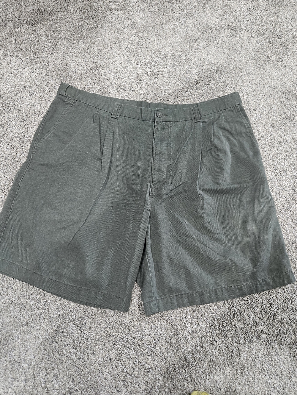 Puritan Olive Green Pleated-Front Men's Shorts Size 40